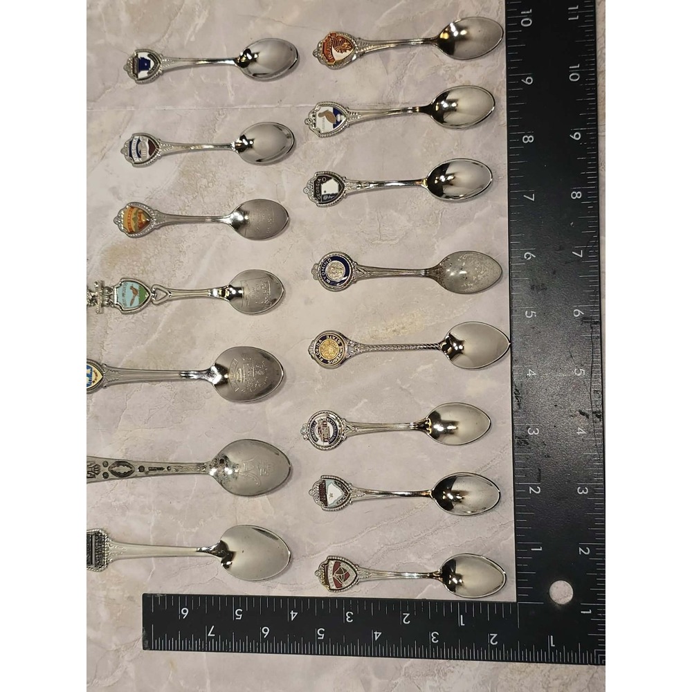 Vintage State‎ Souvenir Spoon Lot Silver Tone Enamel Travel Collectible Set
